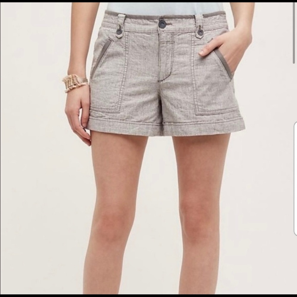Anthropologie Pilco and the Letterpress Grey Linen Cotton Shorts No 04 EUC